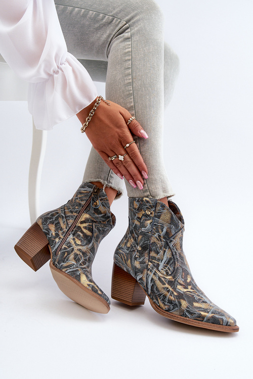 Dámské kozačky ze kůže na podpatku od Maciejka 05776-13 modré