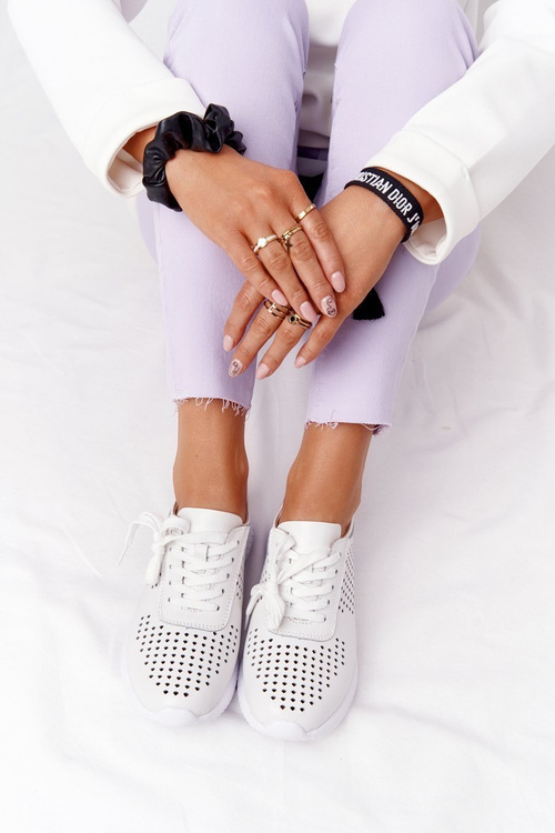 Prolamované Kožené Sportovní Boty S.Barski Bílé