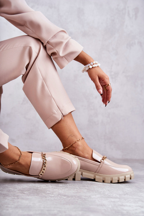 Maľované topánky s reťazou béžovou anne