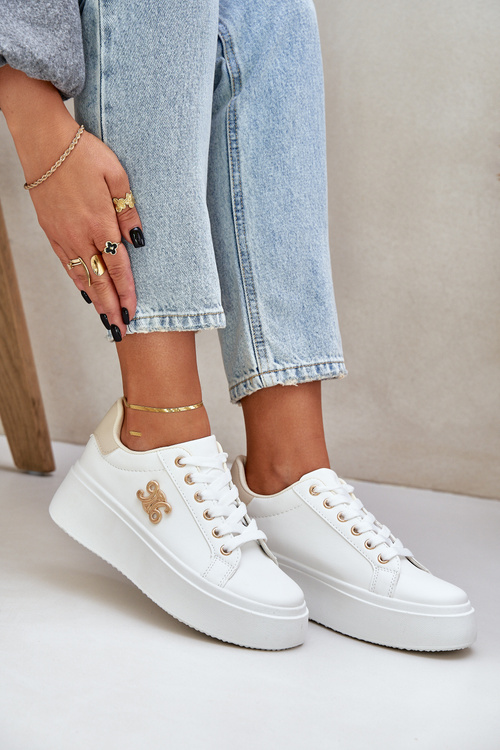 Dámske Tenisky Na Platforme Bielo-Bežové Temittes