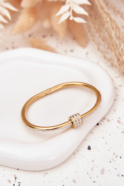 Dámsky náramok s kryštálmi z nehrdzavejúcej ocele zlatý