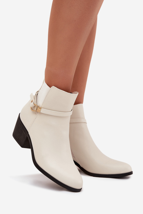 Dámske Čižmy Na Zips S Pásikmi A Zlatým Detailom Svetlo Béžové Zelinae