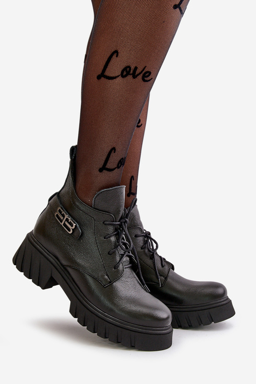 Zazoo 60483 Dámské Kožené Boty S Nízkým Zvrškem Zateplené Černé