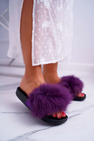 Ženské flip -flops s kožušinovou fialovou mäkkou