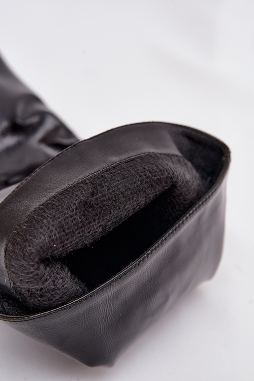 Lakované dámské kozačky na nízkém podpatku černé Mireva