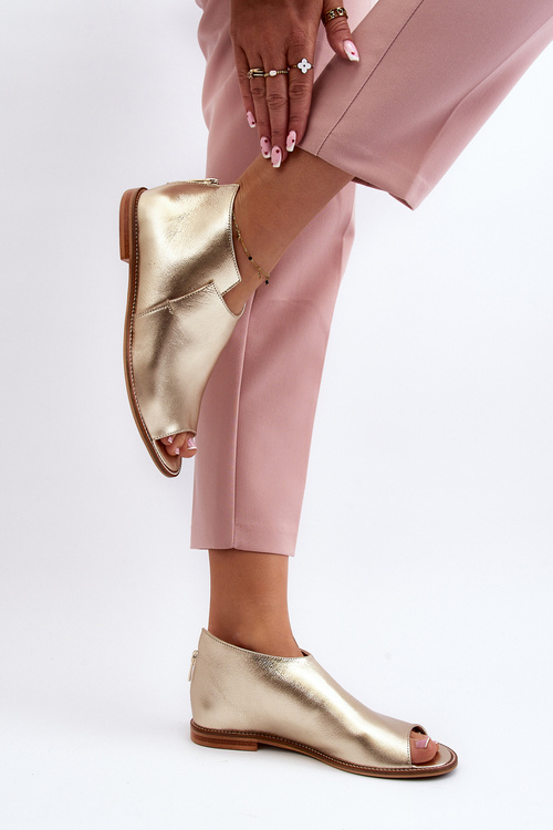 Dámské kožené sandály Laura Messi 2443 Zlaté