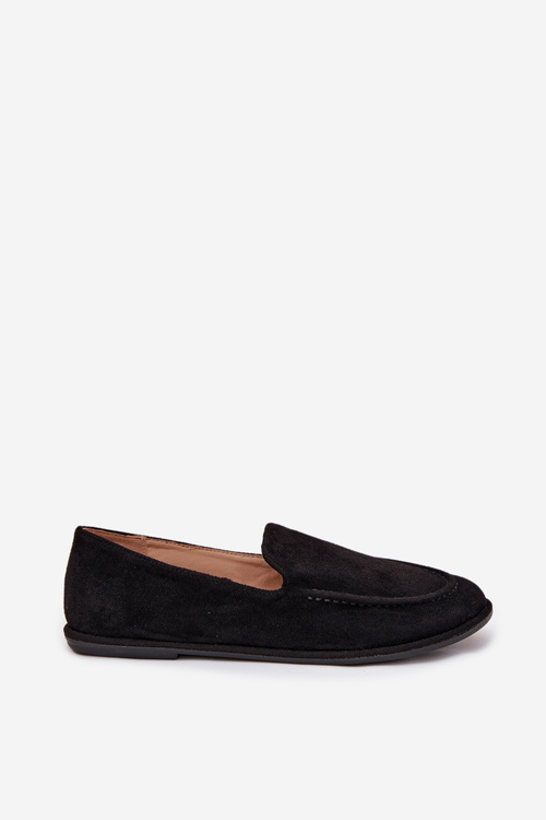 Dámské mokasíny z eko semiše ploché černé Miryelle