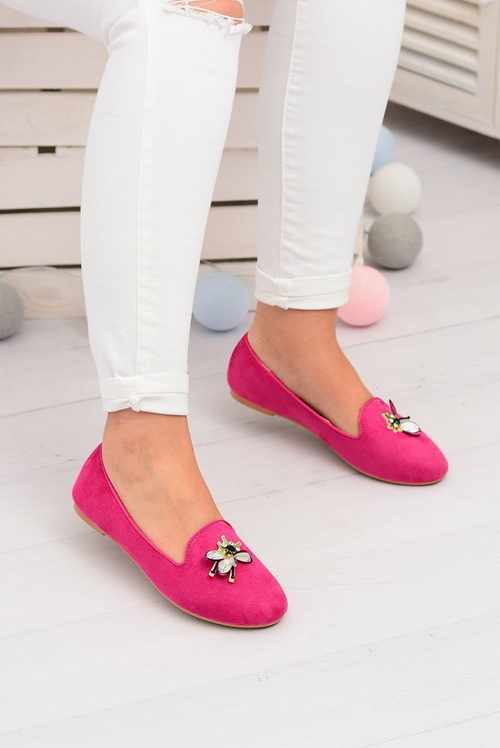 Ženské semišové lordy Fuksja ballerinas