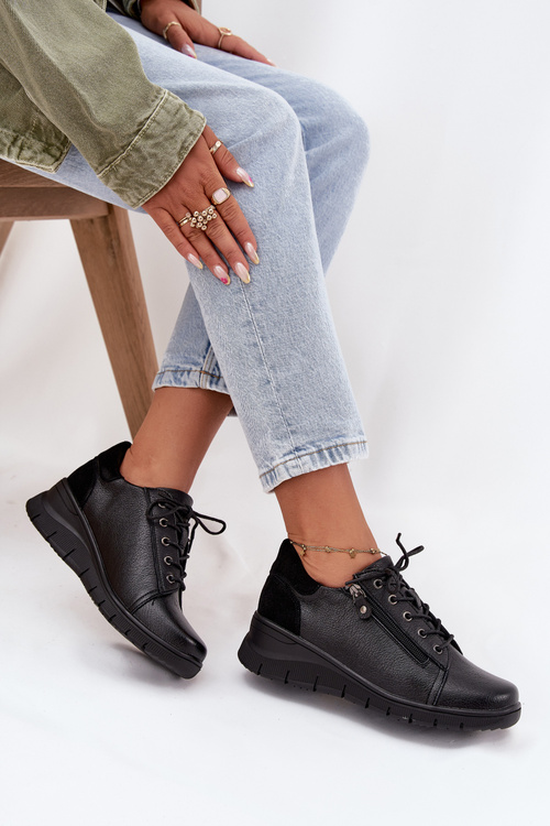 Kožené dámske platformové topánky Vinceza 39964 Čierne