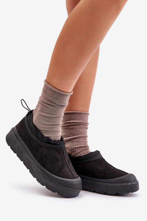 Dámske Snehové Topánky Na Platforme S Nízkych Zvrškom Čierne Izamine