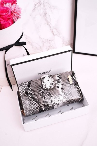 Velká Kožená Dámská Peněženka PATRIZIA Lakovana šedé