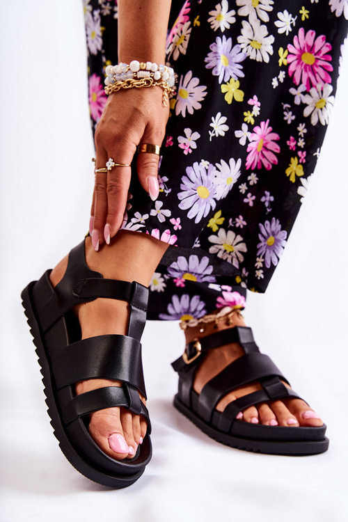 Kožené Sandály Na Platformě Černá Tessy