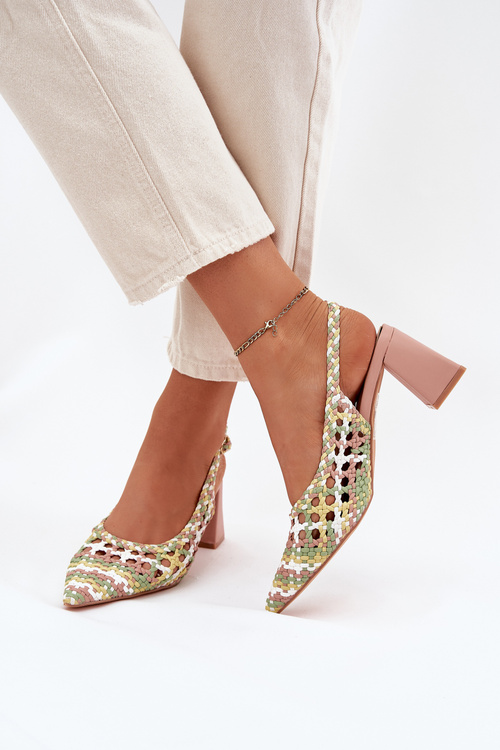 Tkané Sandále Na Opätku Ružové Ebina