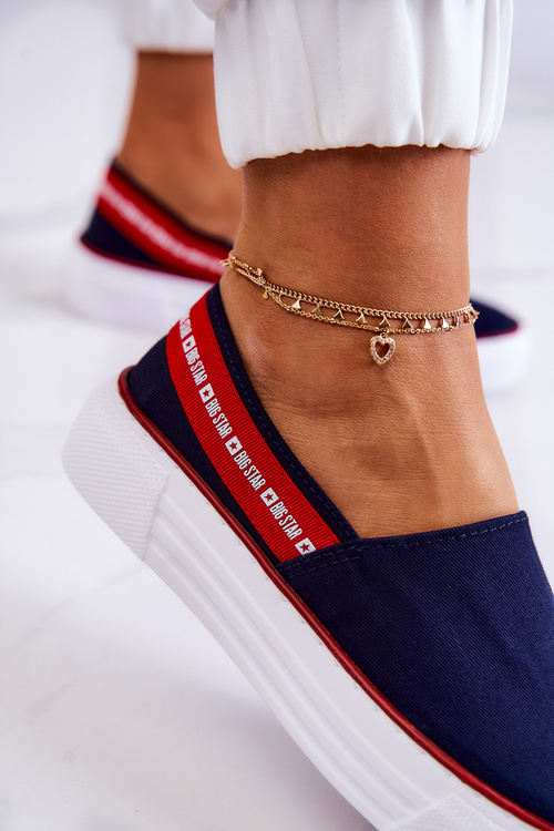 Dámské tenisky Slip On Big Star JJ276009 Námořnická modrá a červená