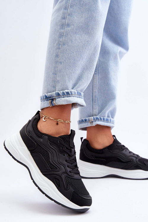 Dámske tenisky Športové topánky na čiernej a bielej platforme Lomare