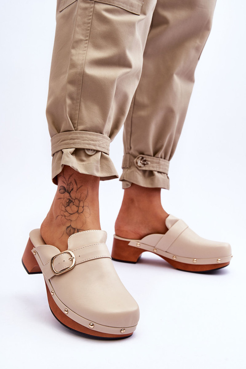 Dámska kožená flip -flops béžová Fanttt