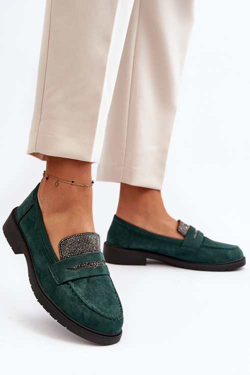 Dámske zdobené mokasíny tmavozelené Dananei