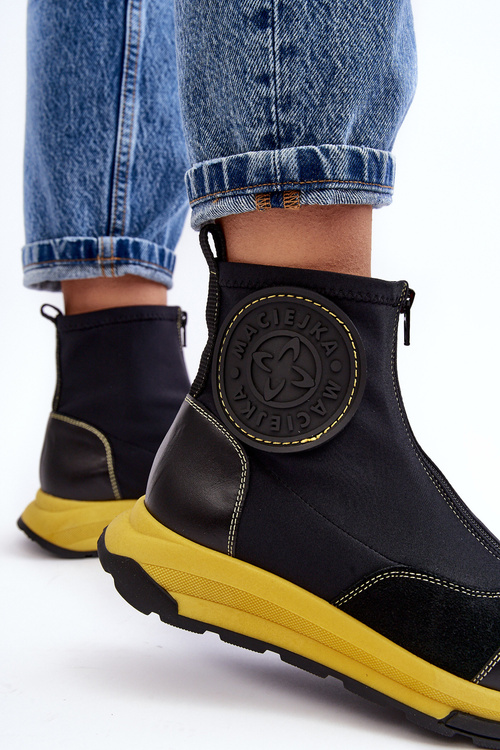 Dámské kožené boty s zipem Maciejka 06297-01 černé