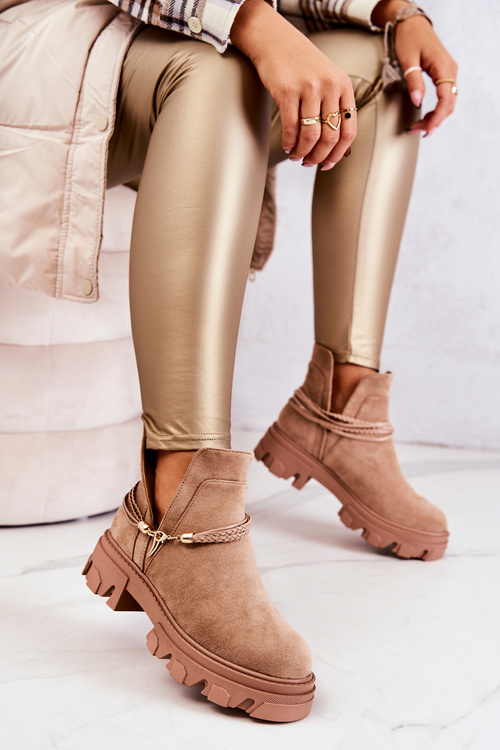 Suede Boots Pracovníci s pruhmi béžový moriah