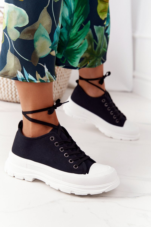 Ženské čierne tenisky na cestovanie na platforme