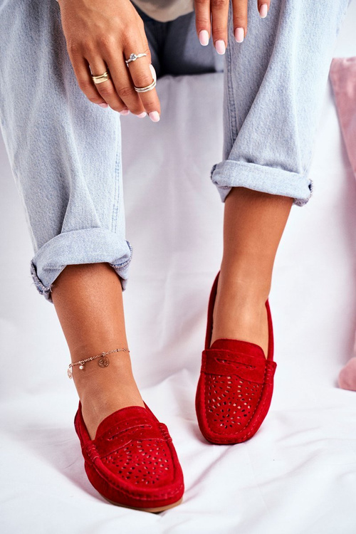Dámske otvorené práce Moccasins S. Barski Red