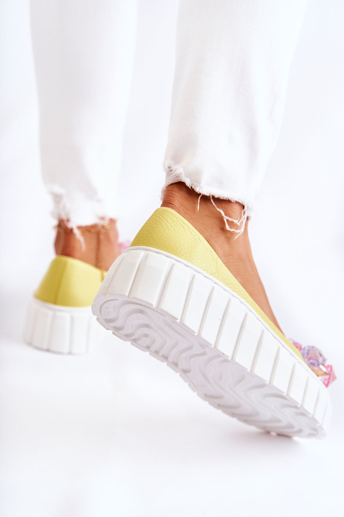 Kožené Baleríny Na Platformě S barevnými Ornamentem žlute Ladette