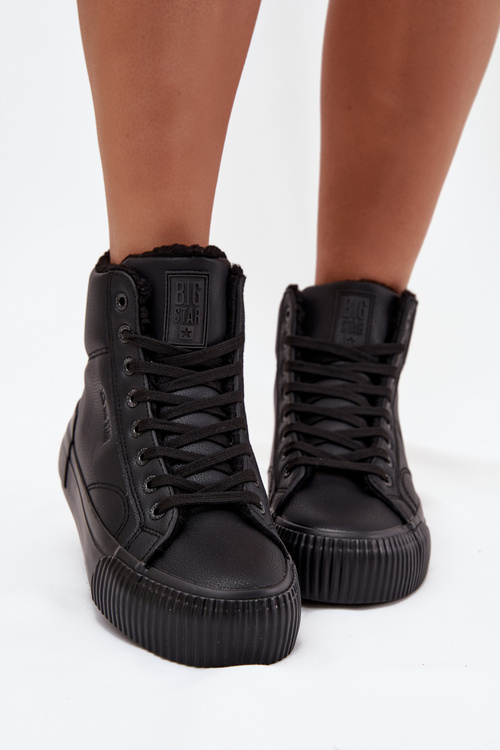 Zateplené Dámske Tenisky Na Platforme Big Star OO274796 Čierne