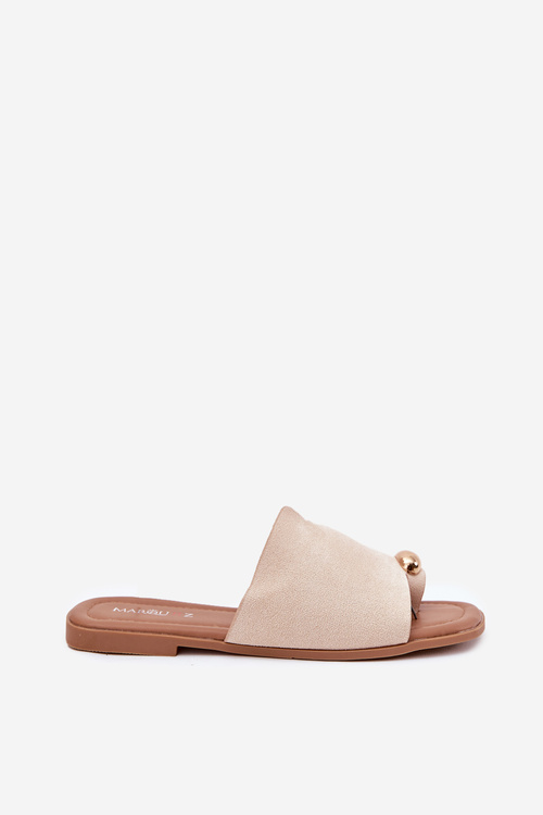 Ploche Dámske Sandále So Zlatým Detailom Béžové Ebilina