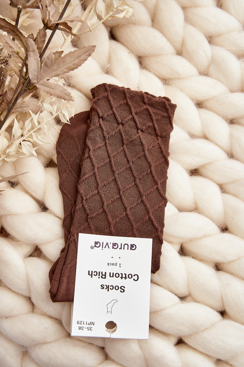 Dámske Ponožky S Ozdobným Tlačením Hnedé