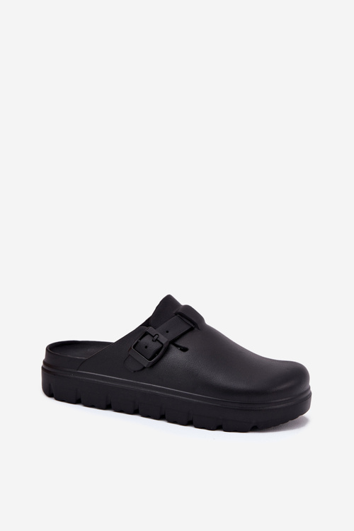 Dámské Pěnové Pantofle S Páskem A Přezkou Černé Larinie