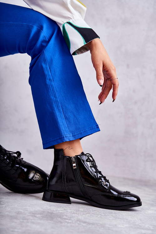 Lakované Holínky S Dekorací Černe Betrix