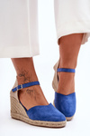 Semišové sandále na modrom selfoss klin