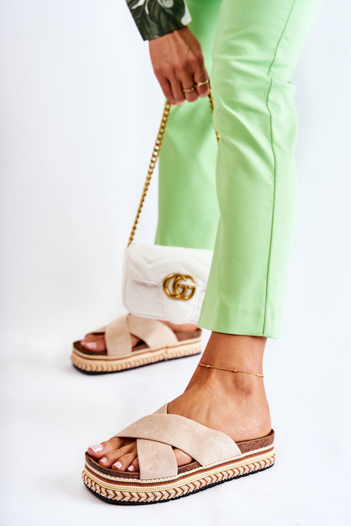 Ženské semišové papuče na platforme Beige Jossie