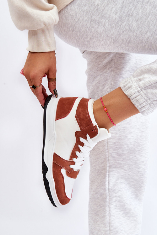 Vysoké dámské sportovní boty Tenisky Bílá a velbloudí Rumour