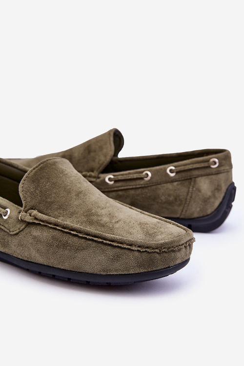 Mužské semišové nástupní mokasíny zelené Rayan