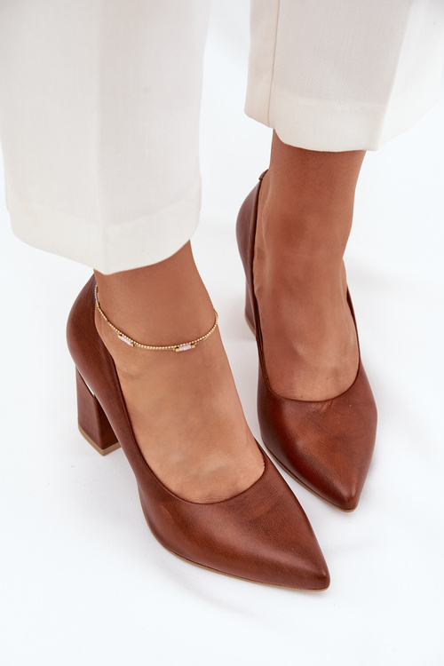 Kožené Lodičky Lewski 3117 Tmavě hnědé