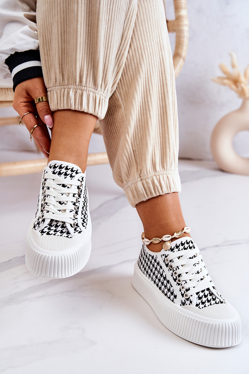 Nízké Tenisky Na Platformě Bílé A černé Mischa