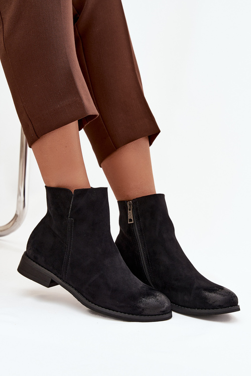 Dámske členkové topánky na nízkom podpätku Vinceza 39961 Čierne