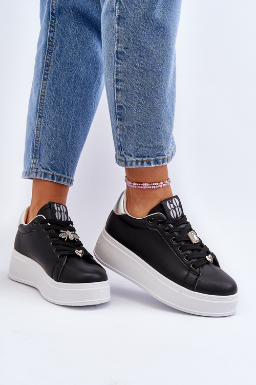 Dámské tenisky na platformě s ozdobami černé Herbisa