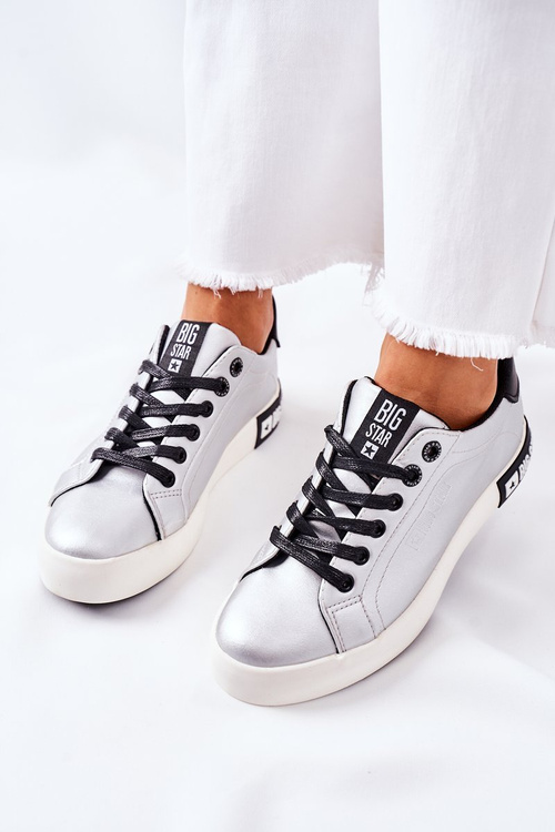 Dámské Kožené Tenisky BIG STAR II274034 Stříbrné
