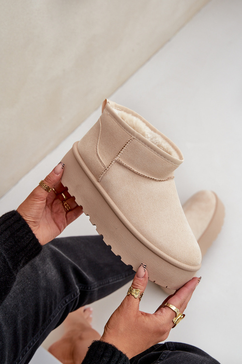 Dámske Snehové Topánky Na Platforme Svetlo Béžové Ninala