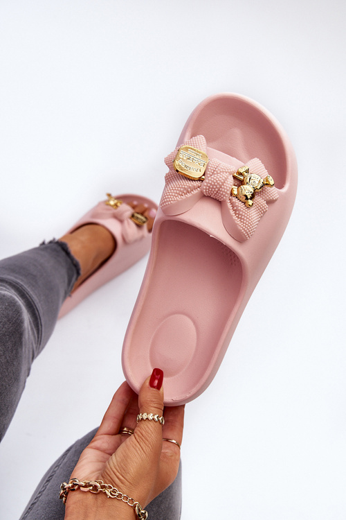 Dámské žabky s mašlí Růžové Salessa