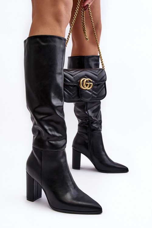 Dámské kozačky na podpatku černé Fiminna