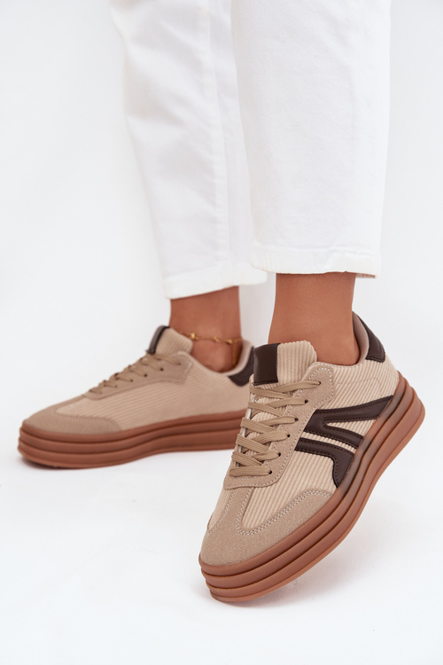 Sametové dámské tenisky na platformě Béžové Corynelle