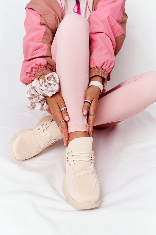 Dámské Sneakersy Na Velké Podrážce Béžové Bubbly
