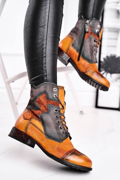 Dámské Boty Maciejka Teplé Kožené žluté 04625-07