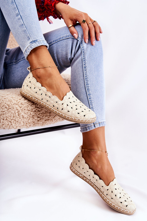Dámske slip-on balerínky s kvetinovým vzorom béžové Vennice