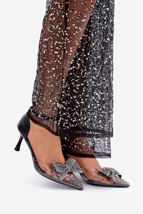 Ozdobené Lodičky S Mašľou Čierne Laviri