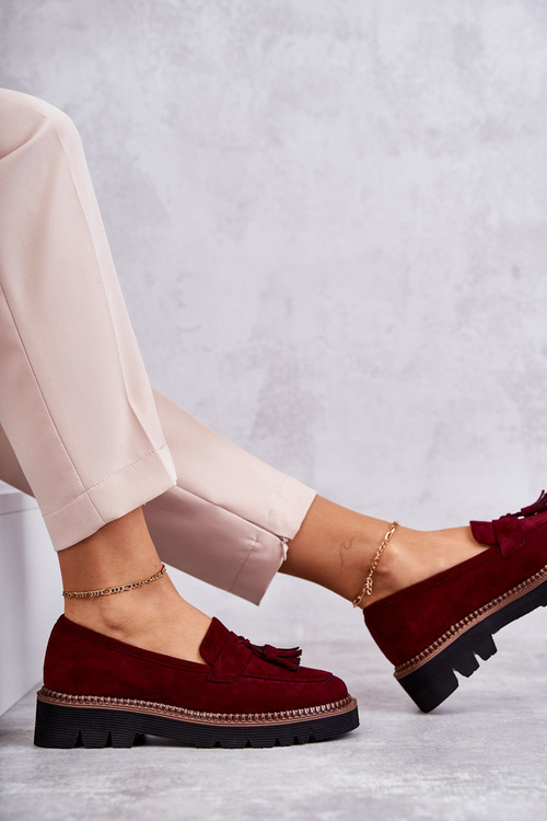 Dámské semišové boty na platformě Burgundsko Unni