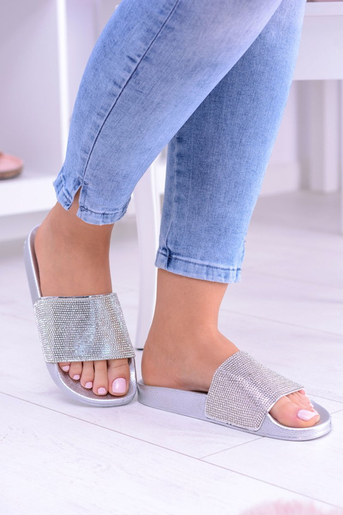 Ženské strieborné ladycistal flip -flops